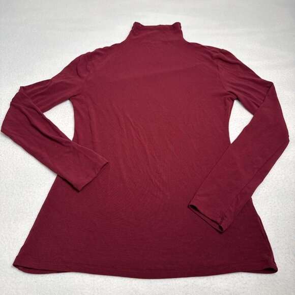 APRLL Women's Size Med Maroon Mock Neck Pullover Stretch Knit Top Long Sleeve - Picture 1 of 8